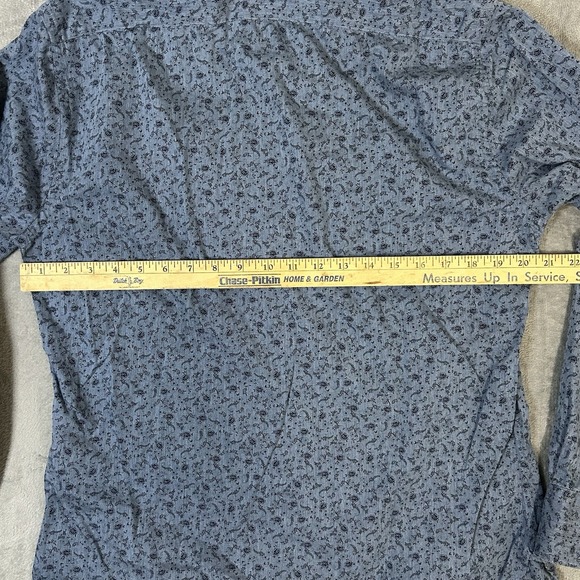 Alan Paine England Men's M Blue Floral Cotton Button Down Shirt Updated Fit - Picture 4 of 6